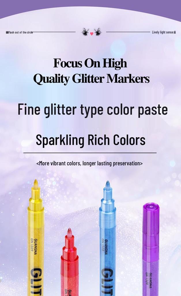 GuangNa® 24-Delige Acryl Glitterstiften Set – 1.0 mm Fijne Punt