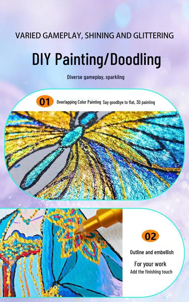 GuangNa® 24-Delige Acryl Glitterstiften Set – 1.0 mm Fijne Punt